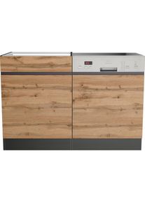 KOCHSTATION, Sp&uuml;lenschrank &raquo;KS-Riesa&laquo; Breite 120 cm, MDF-Fronten, wotaneiche, Holzwerkstoff, grafitgrau -B/H/T: 120 cm x 82 cm x 60 cm, wotaneiche