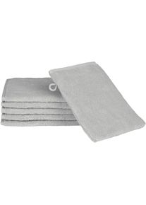 Ross , Waschhandschuh »Sensual Skin«, (6 St.), mit Aloe-Vera-Öl veredelt , chromfarben , B/L: 16 cm x 22 cm