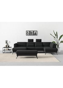 Sit & More sit&more, Wohnlandschaft &raquo;Lindholm U-Form&laquo; mit Sitztiefenverstellung und Federkern, schwarz, B/H/T: 342 cm x 88 cm x 188 cm, schwarz