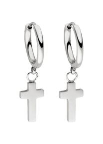 PURELEI, Damen, Paar Creolen &raquo;Schmuck Geschenk Cross Kreuz Ohrringe&laquo;, edelstahlfarben, edelstahlfarben, Die Cross Creole Ohrringe mit symbolischer 