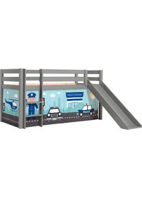 Vipack , Spielbett »Pino, Kiefer massiv, mit Rolllattenrost u. Textil-Set, Made in Europe«, (B/H/T ca. 210x114x218cm, mit Absturzschutz, Leiter und...