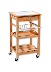 Kesper , K&uuml;chenwagen &raquo;Rollwagen, Fliesen, Bambus, FSC&laquo;, braun, Bambus, B/H/T: 48 cm x 81 cm x 38 cm, braun