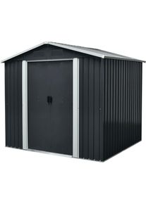 Pergart, Ger&auml;tehaus &raquo;D&uuml;sseldorf II 86 (GLS)&laquo; Metall, mit Satteldach und integrierter Schiebet&uuml;r, schiefer/creme, schiefergrau, Metall, schiefergrau