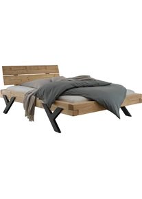 Home Affaire , Massivholzbett »Ultima Balkenbett Doppelbett, Füße aus Metall in Y-Form«, (hohe Belastbarkeit: 200kg je Seite), FSC -zertifizierte...