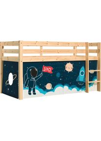 Vipack , Spielbett »Pino, Kiefer massiv, mit Rolllattenrost u. Textil-Set, Made in Europe«, (B/H/T ca. 210x114x106cm, mit Leiter und...