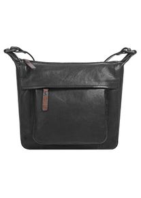 XZONE X-Zone, Damen, Umh&auml;ngetasche echt Leder, schwarz, schwarz, Breite 23 cm x H&ouml;he 21 cm x Tiefe 9 cm