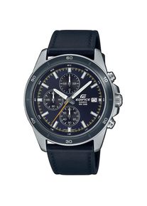 CASIO EDIFICE , Chronograph, Quarzuhr, Armbanduhr, Herrenuhr, Stoppfunktion, Datum, Lederarmband , dunkelblau , Moderner Chronograph für Herren