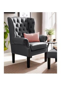 Home Affaire , Sessel »Bedford Ohrensessel Chesterfield«, mit aufwendiger Knopfheftung und geschwungenen Armlehnen , schwarz