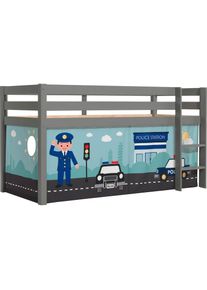 Vipack , Spielbett »Pino, Kiefer massiv, mit Rolllattenrost u. Textil-Set, Made in Europe«, (B/H/T ca. 210x114x106cm, mit Leiter und...