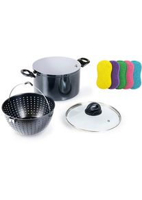 Genius , Spaghettitopf »Cerafit Magic Pot«, (Set, 8 tlg., Pot, 20 cm, Sieb, 20 cm, Glasdeckel, 20 cm, Schwämme 5tlg.), direkt entnehmbares...