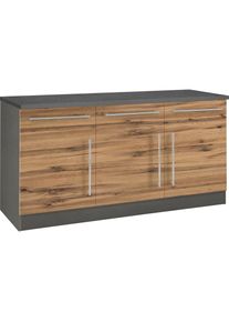 KOCHSTATION, Unterschrank &raquo;KS-Samos&laquo; Breite 150 cm, wotaneichefarben, Holzwerkstoff, grafit -B/H/T: 150 cm x 85 cm x 60 cm, wotaneichefarben
