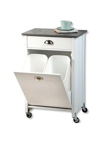 Kesper , K&uuml;chenwagen &raquo;Rollwagen inkl. Abfalleimer, wei&szlig;, FSC&laquo;, wei&szlig; / grau, Holzwerkstoff, B/H/T: 50 cm x 79 cm x 37 cm, wei&szlig; / grau