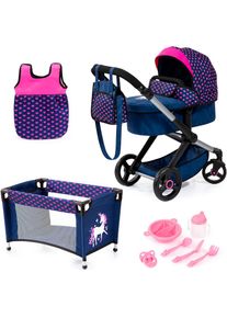 BAYER , Kombi-Puppenwagen »Xeo Mega, blau/pink«, (Set) , Blau/Pink