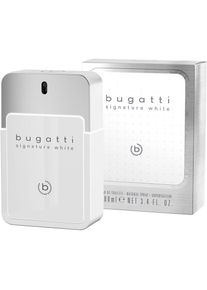 Bugatti , Eau de Toilette »Signature man white«, Holziger Duft mit Bergamotte, Pflaume, Zimt, Geranie und Vanille. , transparent , Eau de Toilette