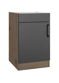 Wiho-Küchen wiho Küchen , Spülenschrank »Elba«, in den Breiten 50 und 60 cm , Front: Schwarz, Korpus: Halifax Eiche Braun