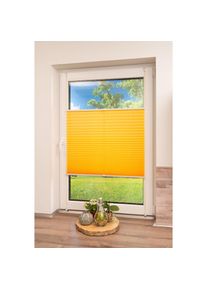 K-home , Plissee »Klemmfix Pisa« Lichtschutz ohne Bohren verspannt Crushed-Optik , gelb , Obermaterial: 100% Polyester , 130 cm