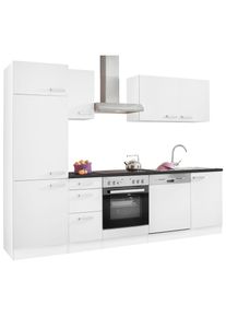 Optifit , Küchenzeile »Odense« Breite 270 cm, mit 28 mm Arbeitsplatte, mit Gratis Besteckeinsatz , Küche: weiß + Korpus: weiß + Arbeitsplatte:...