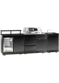 Buschbeck, Outdoor-K&uuml;che &raquo;Brighton&laquo; Edelstahl, schwarze Marmor-Arbeitsplatte, BxTxH: 270x92x120 cm, K&uuml;che: schwarz + Front: schwarz + Korpus: schwarz 