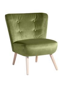 Max Winzer , Sessel »Nikki, Loungesessel, Retro und modern, mit geschwungener Rückenlehne«, Knopfheftung, weicher Samtvelours in aktuellen Farben...