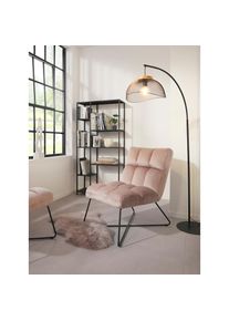 ACTONA GROUP, Loungesessel 1, Samtvelours und quadratische Steppn&auml;hte, verschiedene Variationen, dusty rosa, Polyester, Polyester, dusty rosa