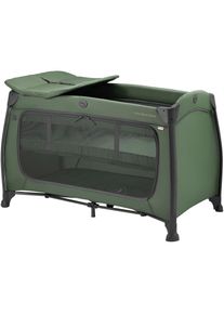 hauck , Baby-Reisebett »Play N Relax Center, darkgreen«, inkl. Neugeboreneneinhang, Wickelmulde, Ausstieg, Räder , dark green