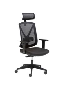 mayer Sitzmöbel Mayer Sitzmöbel , Chefsessel »myWIZARD«, 1 St., Flachgewebe, höhenverstellbarer Kopfstütze & Armlehnen, Lordosestütze , schwarz + schwarz