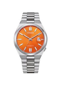 Citizen , Automatikuhr »Tsuyosa«, Armbanduhr, Damenuhr, Herrenuhr, Edelstahlarmband, Saphirglas, Datum , silberfarben-orange , Geschmackvolle...