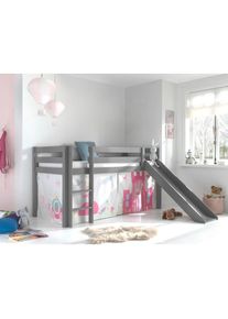 Vipack , Hochbett »Pino, Spielbett massiv Kiefer, stabil gebaut, 3 Korpusfarben zur Wahl«, (inkl. Rolllattenrost, Leiter und Absturzschutz, mit...