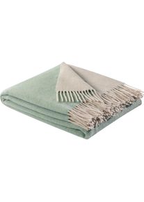 Biederlack, Plaid &raquo;teal-green&laquo; im Doubleface-Look, salbei/creme, Kaschmir, Wolle, B/L: 150 cm x 200 cm, salbei/creme