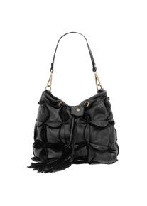 Samantha Look, Damen, Henkeltasche echt Leder, Made in Italy, schwarz, schwarz, H&ouml;he 22 cm x Breite 24 cm x Tiefe 17 cm