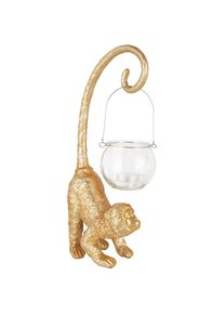 LEONIQUE , Dekofigur »Affe mit Windlicht« , goldfarben