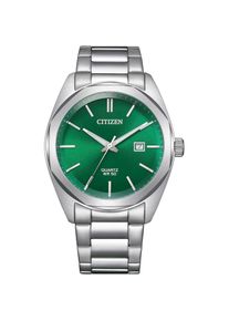 Citizen , Quarzuhr, Armbanduhr, Damenuhr, Herrenuhr, Edelstahlarmband, analog, Tag , silberfarben-grün , Stilvolle Armbanduhr