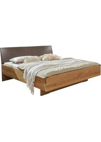Wiemann , Futonbett »Cordoba«, Absetzungen in Riffholz Polsterkopfteil in Kunstleder Mocca , Bianco-Eiche + Mocca + Bianco-Eiche