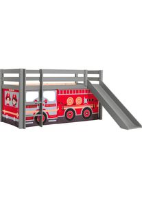 Vipack , Spielbett »Pino, Kiefer massiv, mit Rolllattenrost u. Textil-Set, Made in Europe«, (B/H/T ca. 210x114x218cm, mit Absturzschutz, Leiter und...