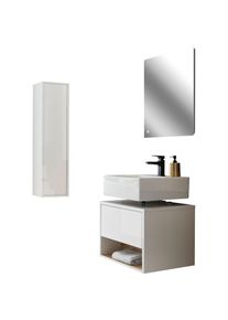 Places of Style , Badmöbel-Set »Studio Line, Bad im modernen Design, 3-teiliges Badezimmer«, (3 St.), Schrank, Unterschrank und Spiegel, in zwei...