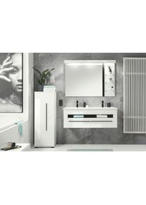 Inosign , Badmöbel-Set »Cantara, Bad im modernen Design, 3-teiliges Badezimmer«, (Set, 3 St.), Waschtisch, Schrank und Spiegel, in Weiß Hochglanz,...