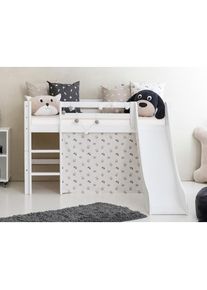 Hoppekids , Hochbett »«Pets Natur »«, Rutsche & Vorhang Grau und viel Auswahl , weiß + Pristine + weiß + weiß