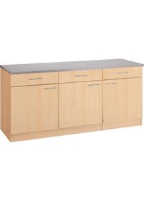 Wiho-Küchen wiho Küchen , Unterschrank »Kiel«, 180 cm breit , Front und Korpus: Buche Dekor, Arbeitsplatte: Canvas Grau