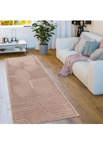 Paco Home, Teppich &raquo;Livorno 674&laquo; rechteckig 14 mm H&ouml;he Uni Farben, moderner Hoch-Tief-Effekt, Scandi-Look, Outdoor geeignet, beige, Polypropylen (PP),