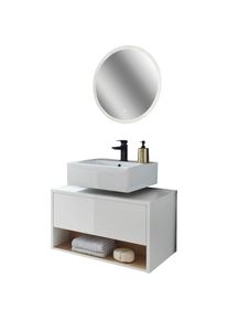 Places of Style , Badmöbel-Set »Studio Line, Bad im modernen Design, 2-teiliges Badezimmer«, (2 St.), Unterschrank und Spiegel, in zwei Farben...