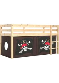 Vipack , Spielbett »Pino, Kiefer massiv, mit Rolllattenrost u. Textil-Set, Made in Europe«, (B/H/T ca. 210x114x106cm, mit Leiter und...