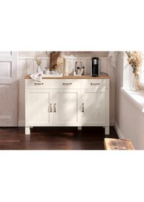 Home Affaire, Sideboard &raquo;Alby&laquo;, wei&szlig;-honigfb, FSC -zertifiziertes Massivholz, B/H/T: 125 cm x 85 cm x 38 cm, wei&szlig;-honigfb