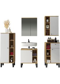 Inosign , Badmöbel-Set »OSLO, Bad im skandinavischen Design, 5-teiliges Badezimmer«, (Set, 5 St.), Badschränke und Spiegel, in zwei Farben...