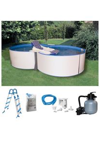 my POOL BWT , Achtformpool »JOY 5«, (Set, 5 tlg.), in verschiedenen Größen , weiß , B/H/L: Breite 300 cm x Höhe 120 cm x Länge 470 cm
