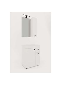 Welltime , Badmöbel-Set »Badmöbel-Set Braga, Schrank mit Waschbecken, Hängeschrank und Spiegel«, WBU mit Wachbecken und Hängeschrank inkl....