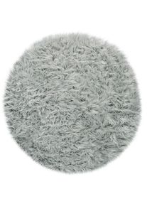 Paco Home , Fellteppich »Playa 960« rund 64 mm Höhe Kunstfell, Flokati-Optik, Hochflor, weich und flauschig, Uni-Farben , grau , Obermaterial: 100%...