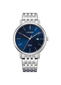 Citizen , Quarzuhr, Armbanduhr, Herrenuhr, Edelstahlarmband, Datum , silberfarben-blau , Modische Herrenarmbanduhr