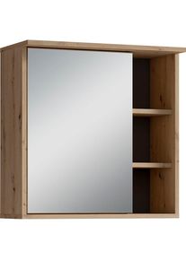ByLiving , Spiegelschrank »Wellness«, (1 St.), 60cm Badschrank mit LED-Leuchte, großem Spiegel und viel Stauraum , Artisan eichefarben