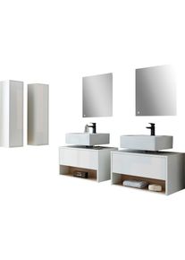 Places of Style , Badmöbel-Set »Studio Line, Bad im modernen Design, 6-teiliges Badezimmer«, (6 St.), Schrank, Unterschrank und Spiegel, in zwei...
