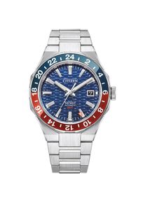 Citizen , Automatikuhr »Series 8 GMT«, Armbanduhr, Herrenuhr, Saphirglas, bis 10bar wasserdicht, Edelstahlarmband , silberfarben-blau , Imposante...